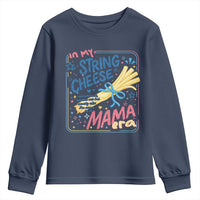 In My String Cheese Mama Era Youth Sweatshirt Funny Mom Life Coquette Bow