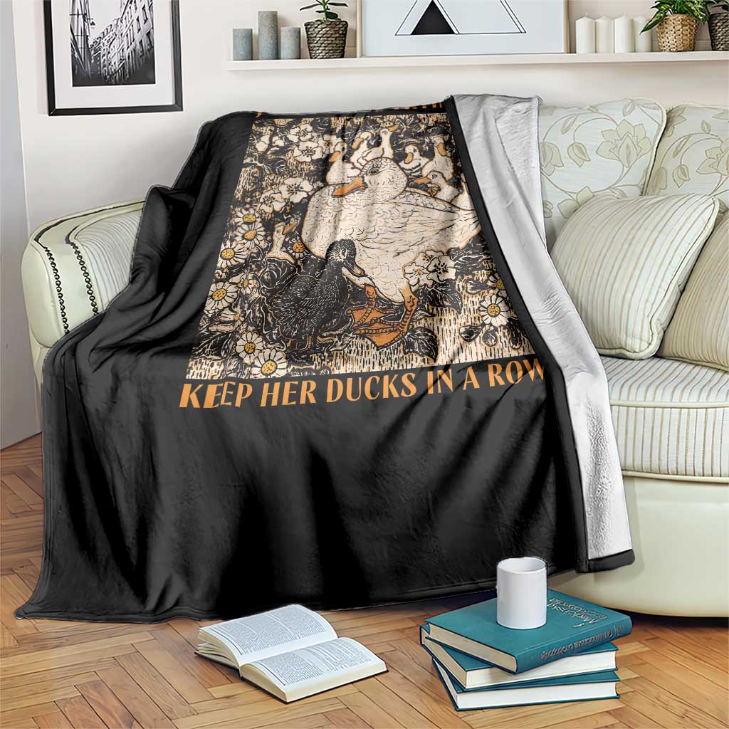 Just A Mom Trying To Keep Her Ducks In A Row Throw Blanket Funny Duck Mom