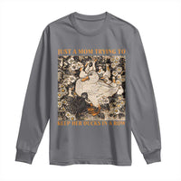 Just A Mom Trying To Keep Her Ducks In A Row Long Sleeve Shirt Funny Duck Mom