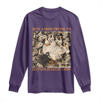 Just A Mom Trying To Keep Her Ducks In A Row Long Sleeve Shirt Funny Duck Mom
