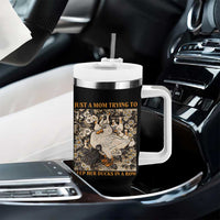 Just A Mom Trying To Keep Her Ducks In A Row Tumbler With Handle Funny Duck Mom