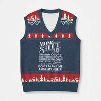 Mom Shit List V-Neck Knit Sweater Vest Funny Mom Life Sarcastic Mothers Day