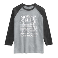 Mom Shit List Raglan Shirt Funny Mom Life Sarcastic Mothers Day