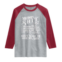 Mom Shit List Raglan Shirt Funny Mom Life Sarcastic Mothers Day