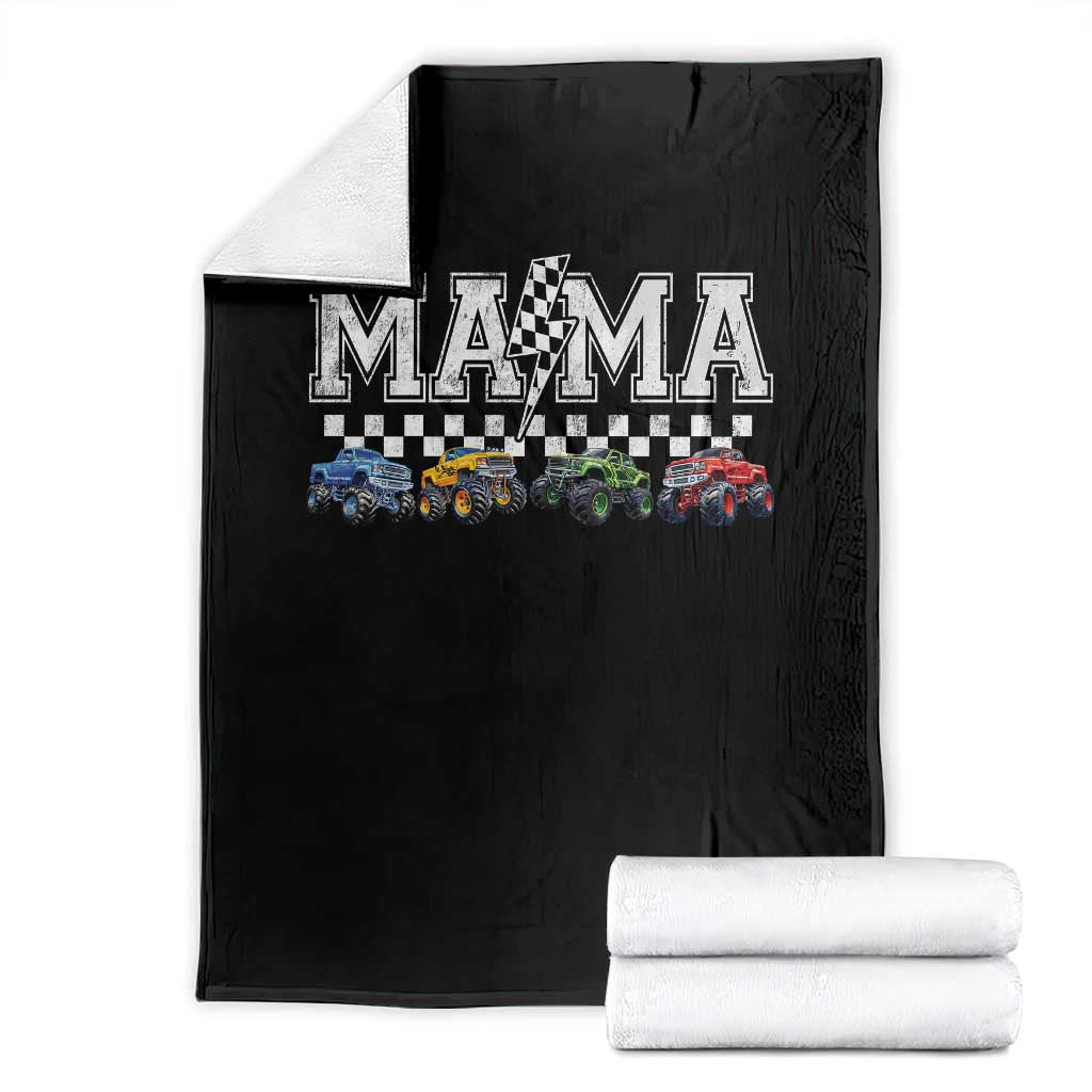 Monster Truck Mama Throw Blanket Funny Truck Mom Checkered Mother's Day