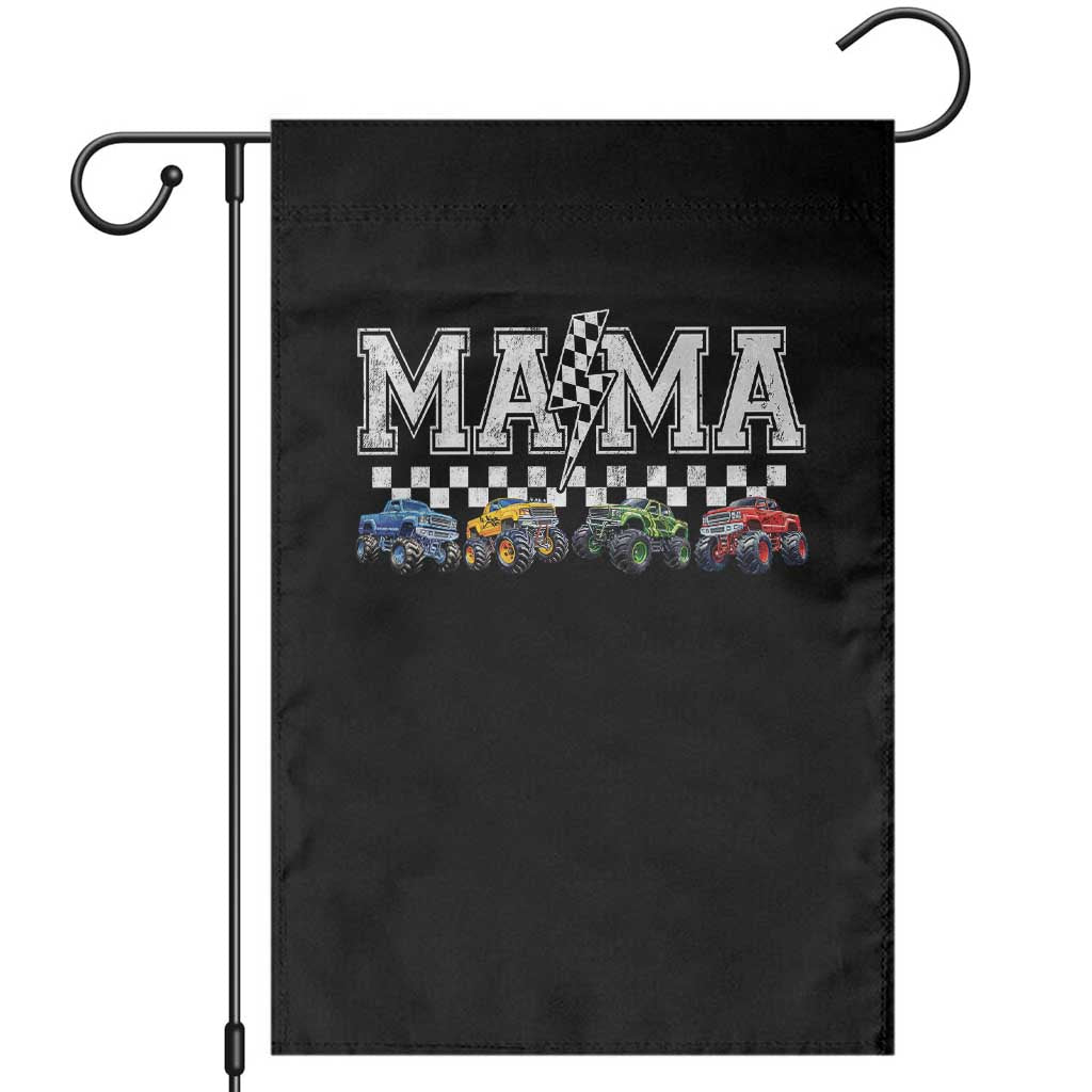 Monster Truck Mama Garden Flag Funny Truck Mom Checkered Mother's Day