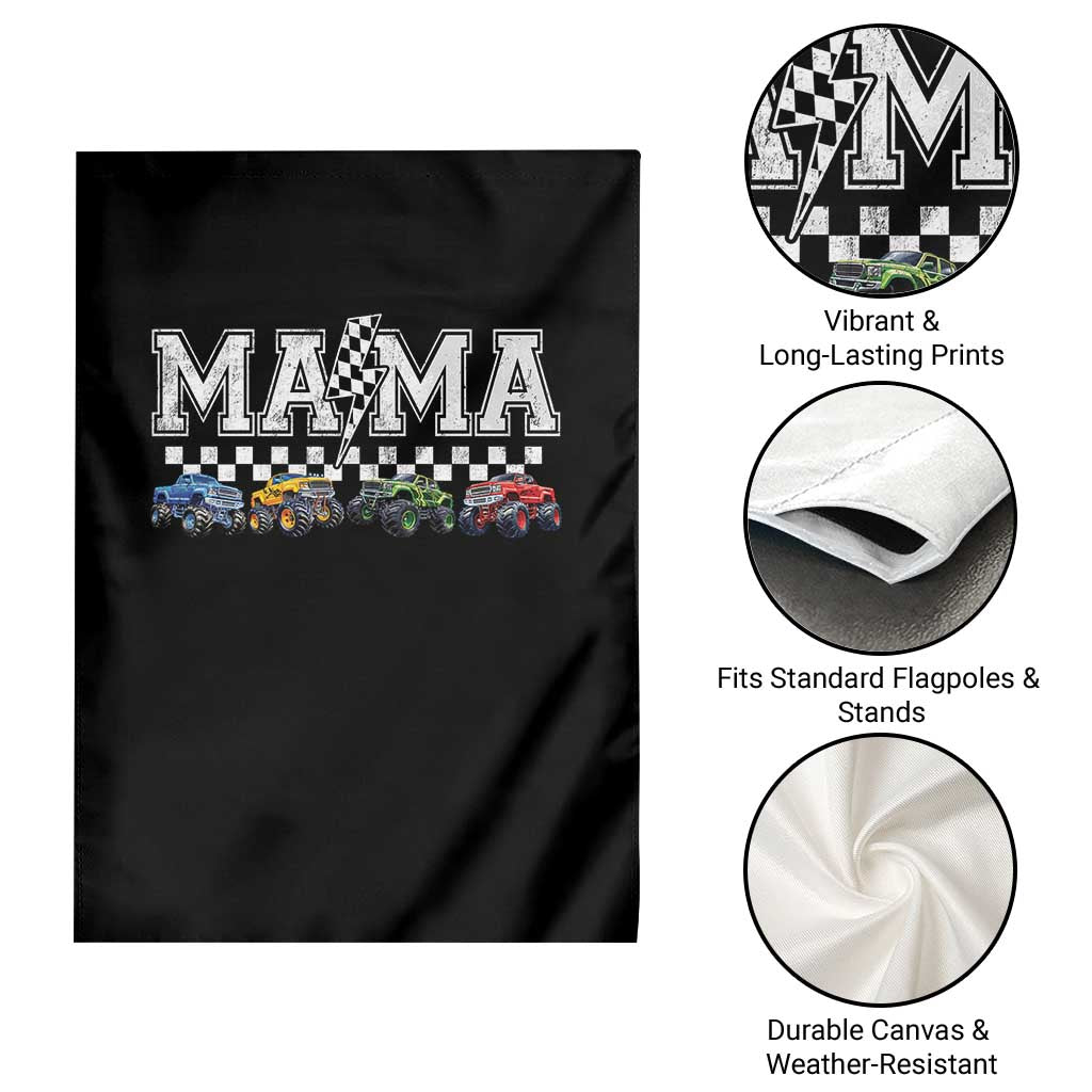 Monster Truck Mama Garden Flag Funny Truck Mom Checkered Mother's Day