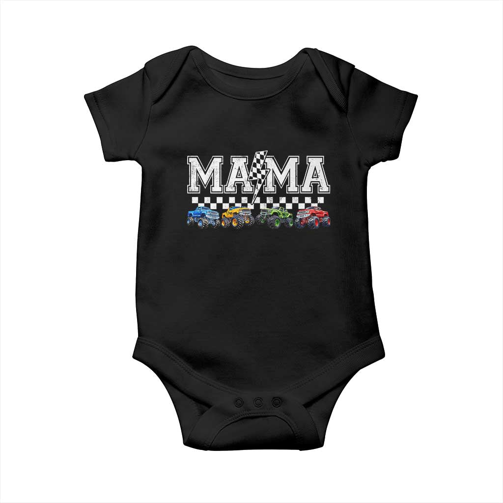 Monster Truck Mama Baby Onesie Funny Truck Mom Checkered Mother's Day