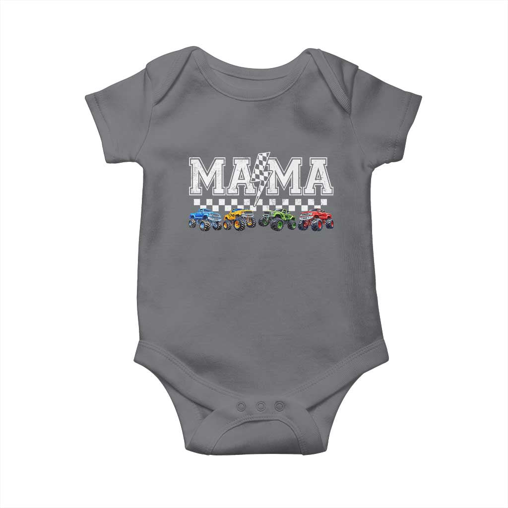 Monster Truck Mama Baby Onesie Funny Truck Mom Checkered Mother's Day