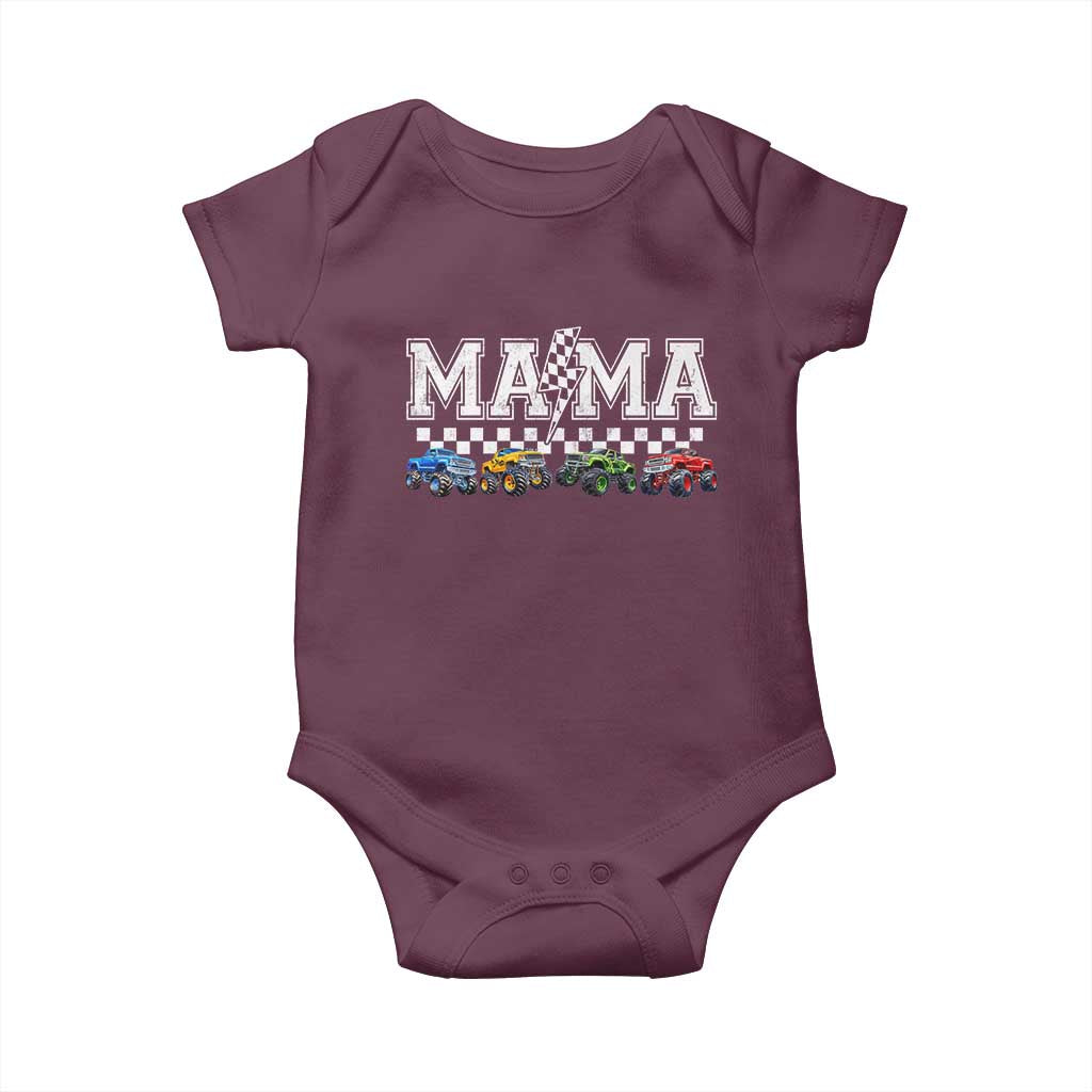 Monster Truck Mama Baby Onesie Funny Truck Mom Checkered Mother's Day