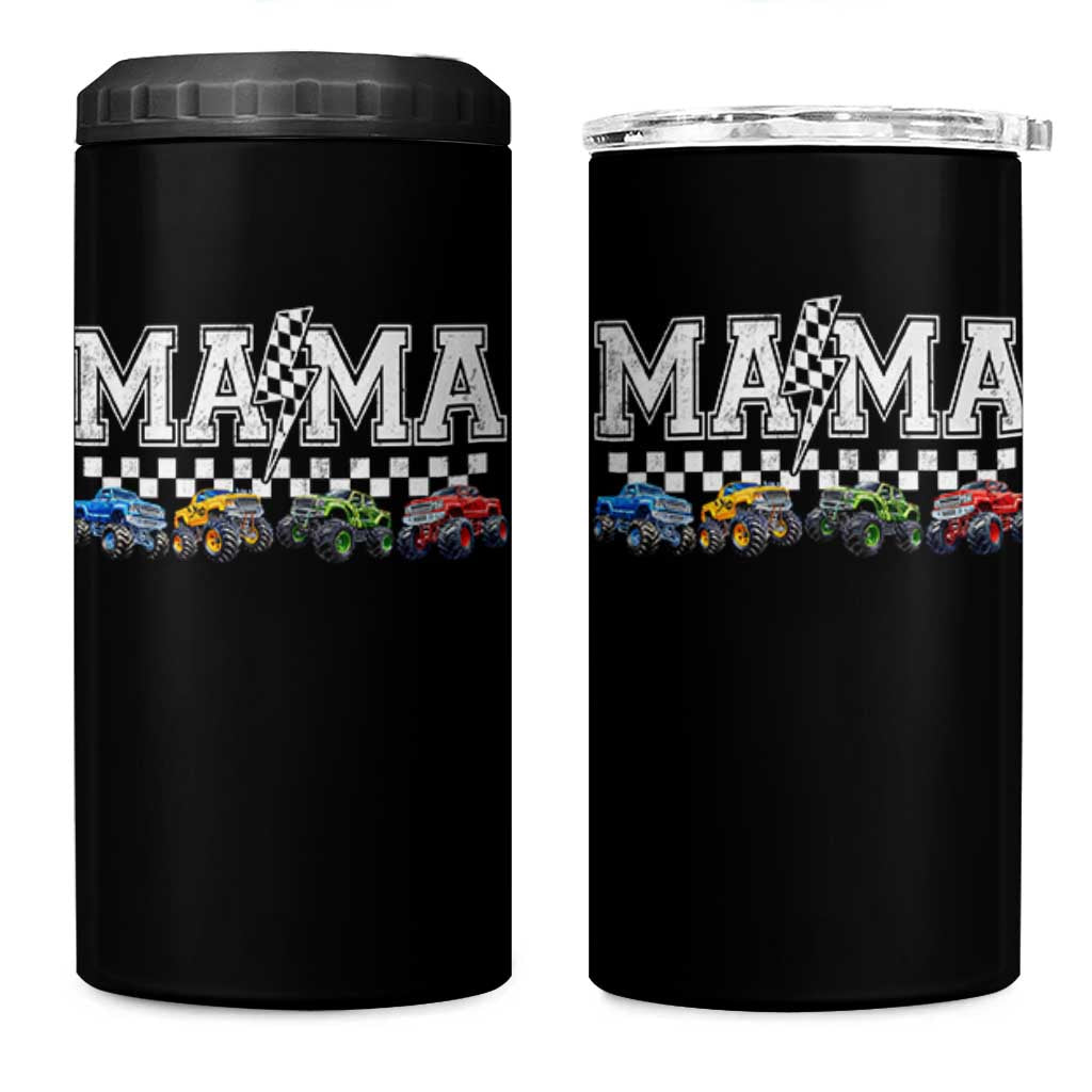 Monster Truck Mama 4 in 1 Can Cooler Tumbler Funny Truck Mom Checkered Mother's Day