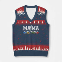 Monster Truck Mama V-Neck Knit Sweater Vest Funny Truck Mom Checkered Mother's Day