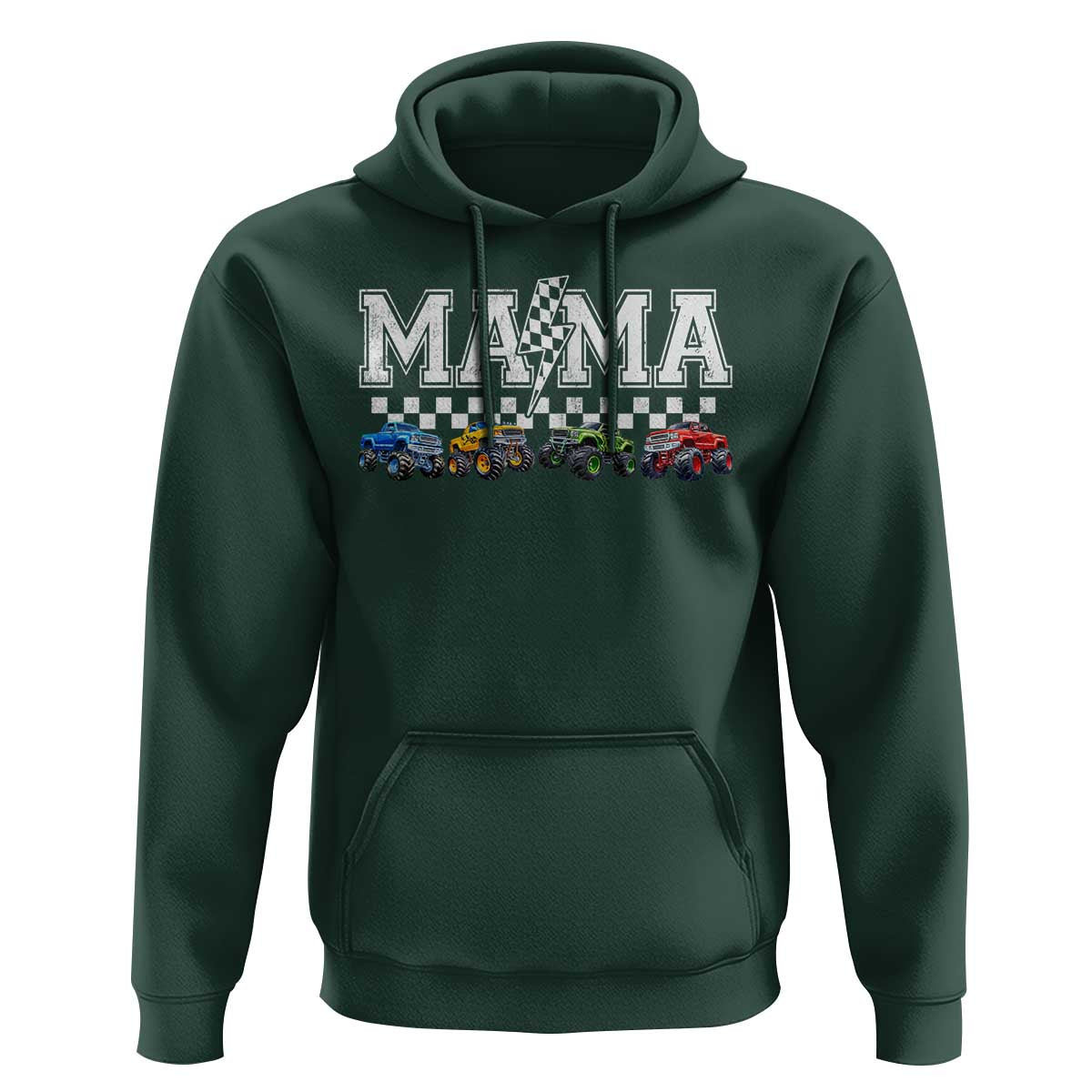 Monster Truck Mama Hoodie Funny Truck Mom Checkered Mother's Day