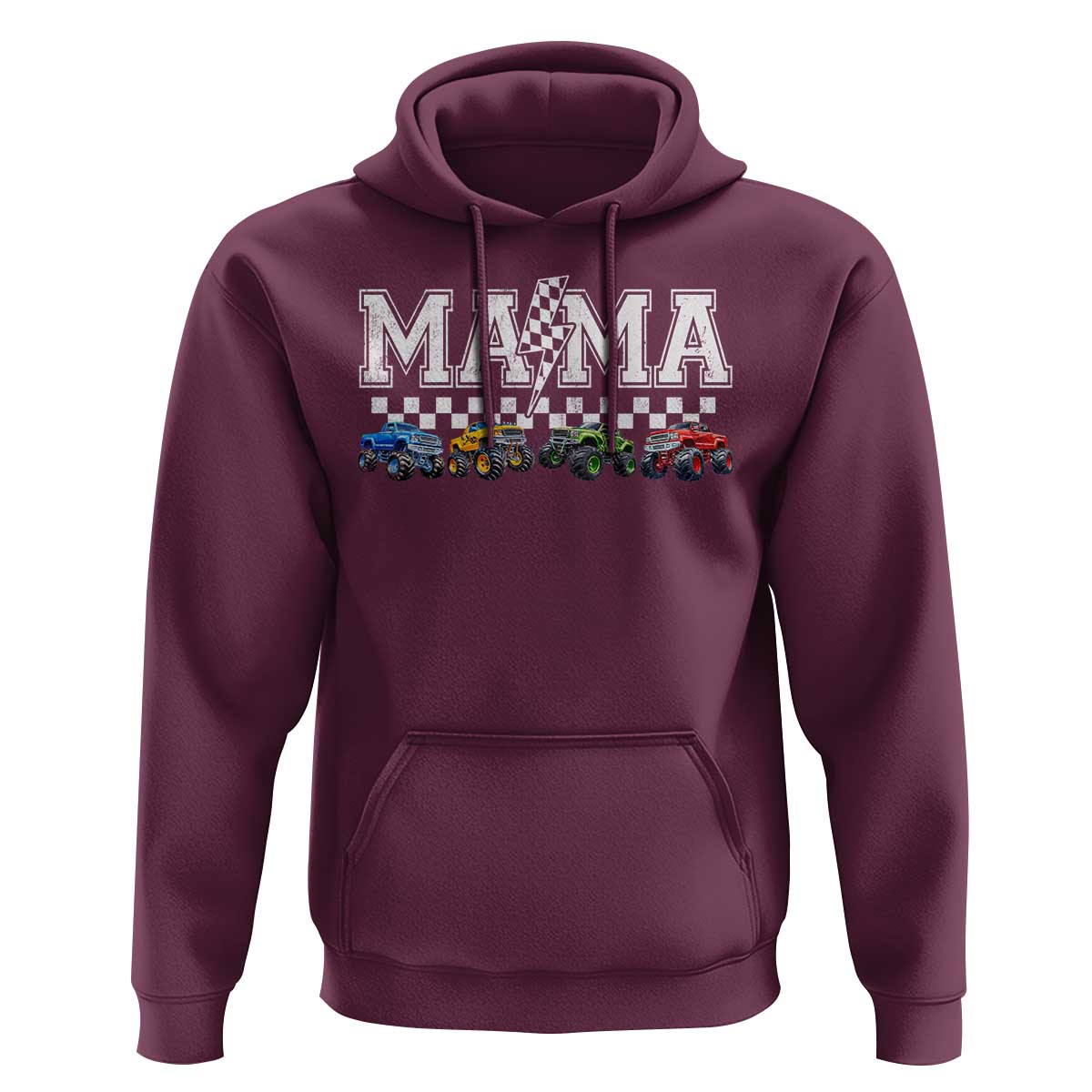 Monster Truck Mama Hoodie Funny Truck Mom Checkered Mother's Day
