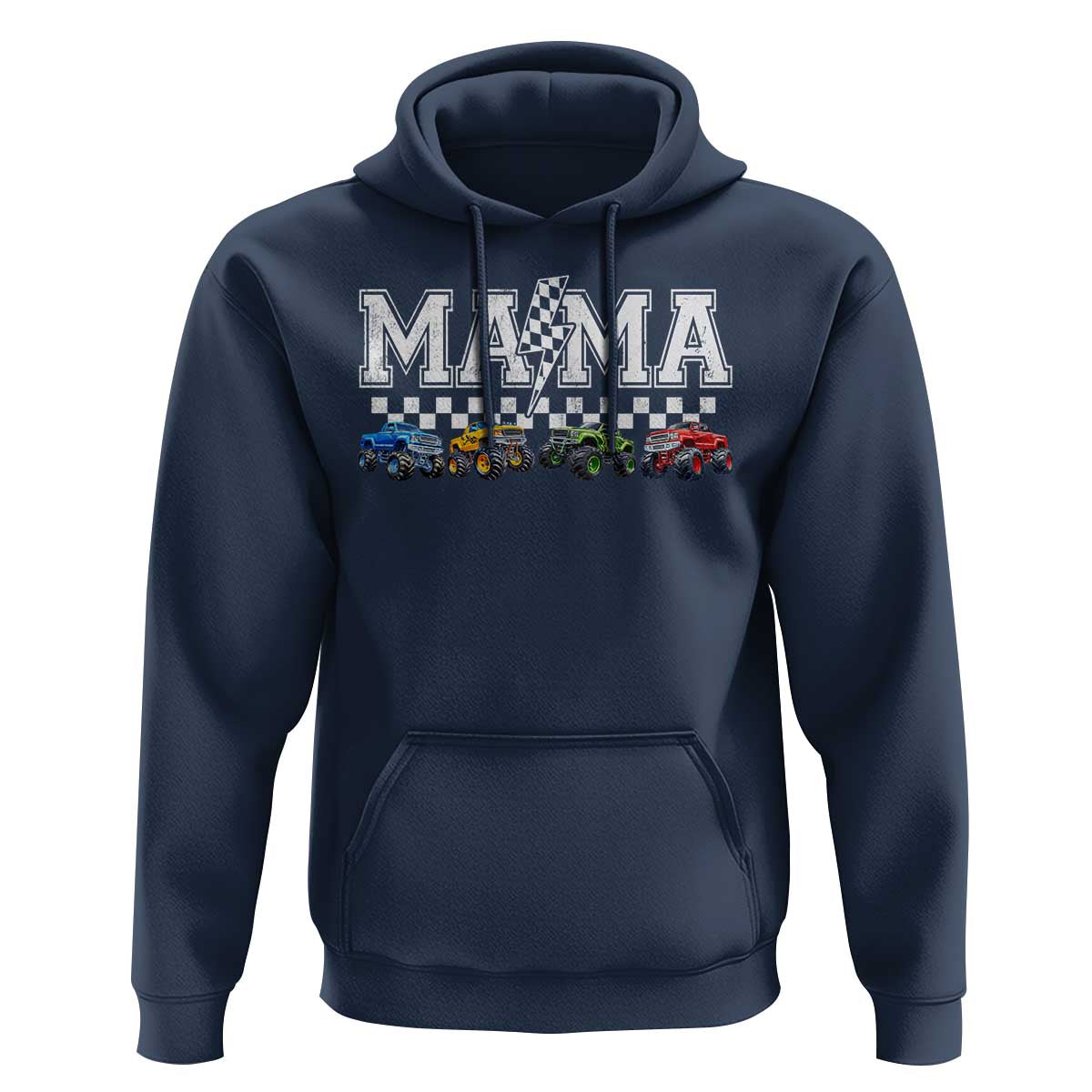 Monster Truck Mama Hoodie Funny Truck Mom Checkered Mother's Day