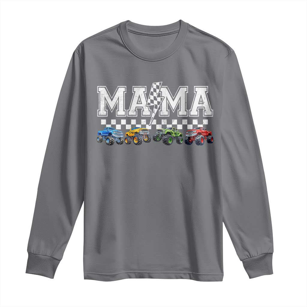 Monster Truck Mama Long Sleeve Shirt Funny Truck Mom Checkered Mother's Day