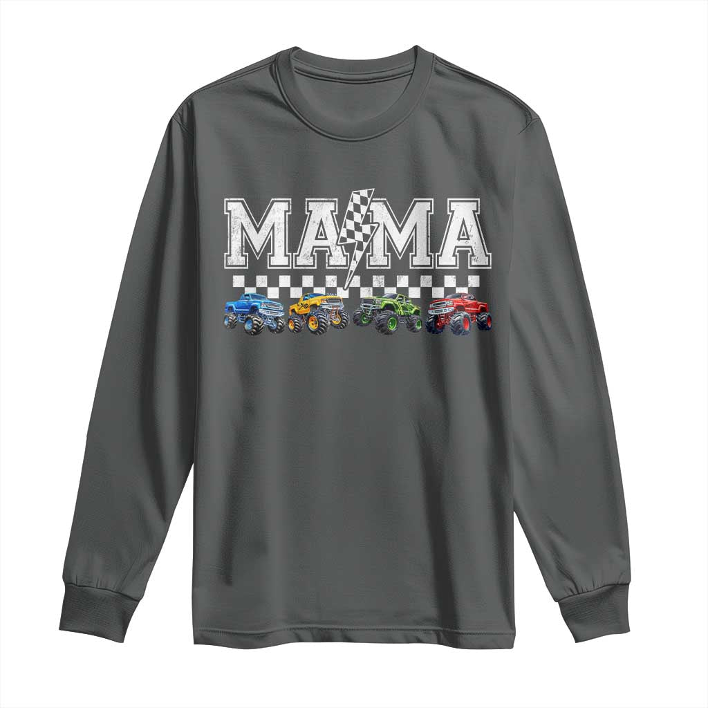 Monster Truck Mama Long Sleeve Shirt Funny Truck Mom Checkered Mother's Day