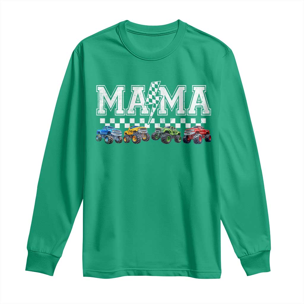Monster Truck Mama Long Sleeve Shirt Funny Truck Mom Checkered Mother's Day