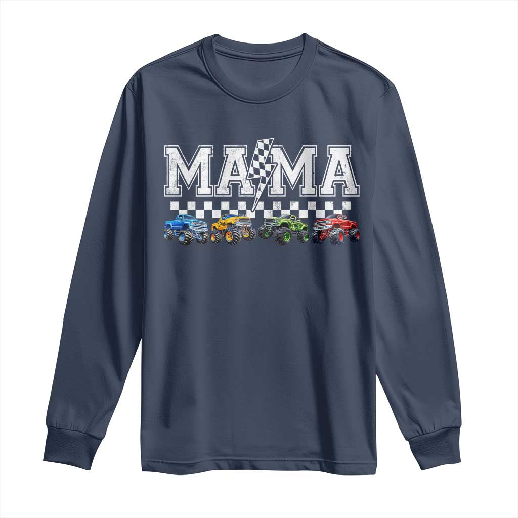 Monster Truck Mama Long Sleeve Shirt Funny Truck Mom Checkered Mother's Day
