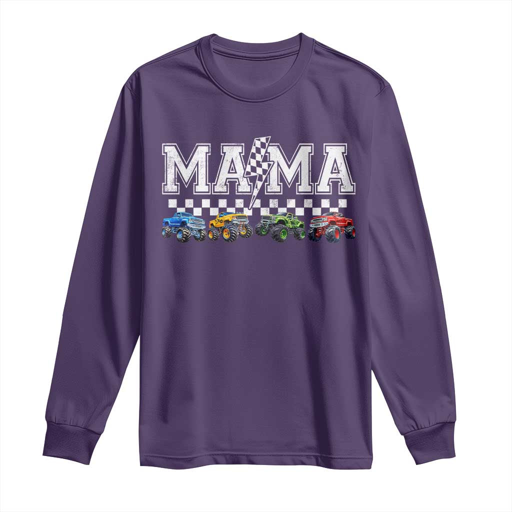 Monster Truck Mama Long Sleeve Shirt Funny Truck Mom Checkered Mother's Day