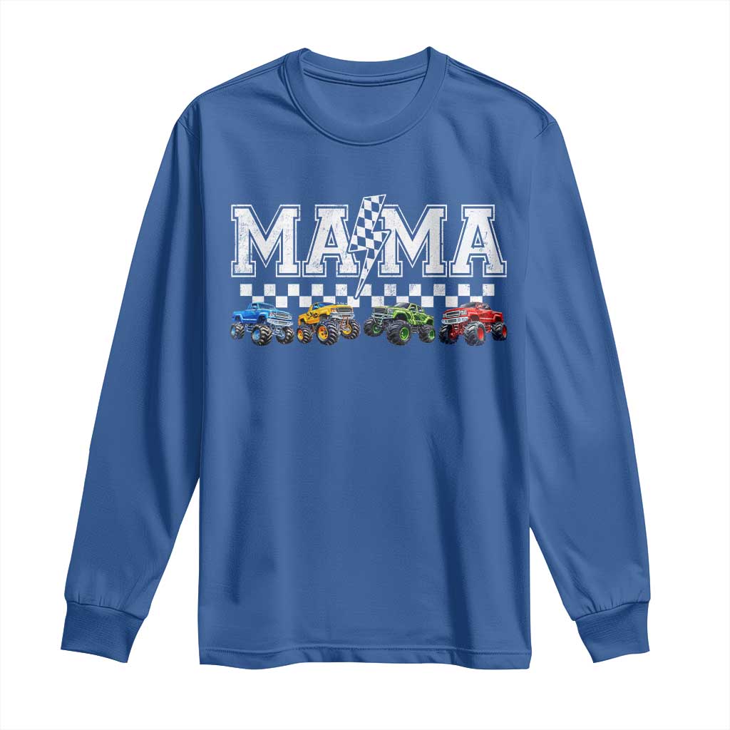 Monster Truck Mama Long Sleeve Shirt Funny Truck Mom Checkered Mother's Day