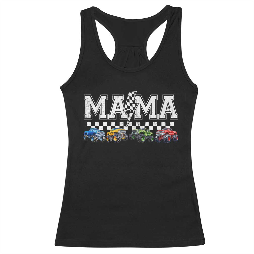 Monster Truck Mama Racerback Tank Top Funny Truck Mom Checkered Mother's Day