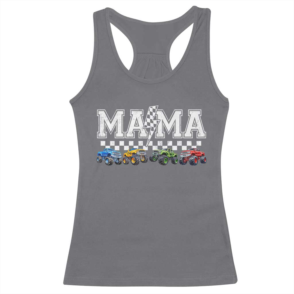 Monster Truck Mama Racerback Tank Top Funny Truck Mom Checkered Mother's Day