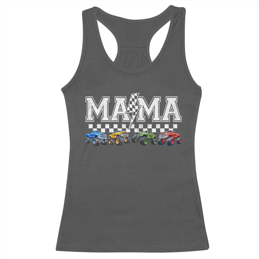 Monster Truck Mama Racerback Tank Top Funny Truck Mom Checkered Mother's Day