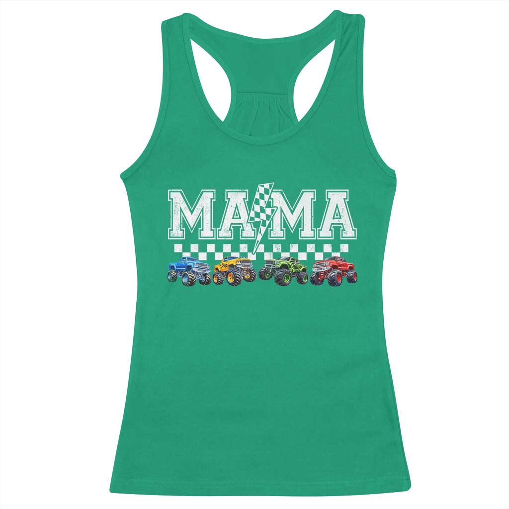 Monster Truck Mama Racerback Tank Top Funny Truck Mom Checkered Mother's Day