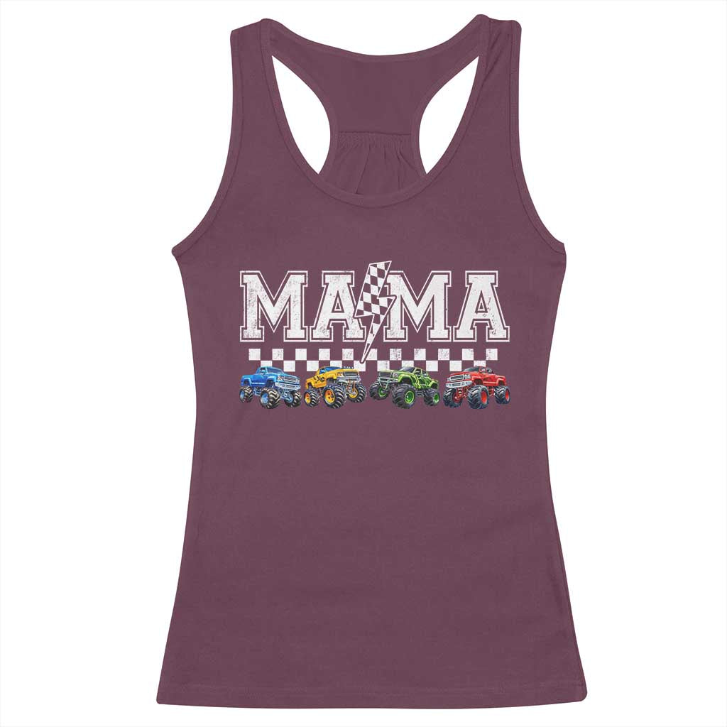 Monster Truck Mama Racerback Tank Top Funny Truck Mom Checkered Mother's Day