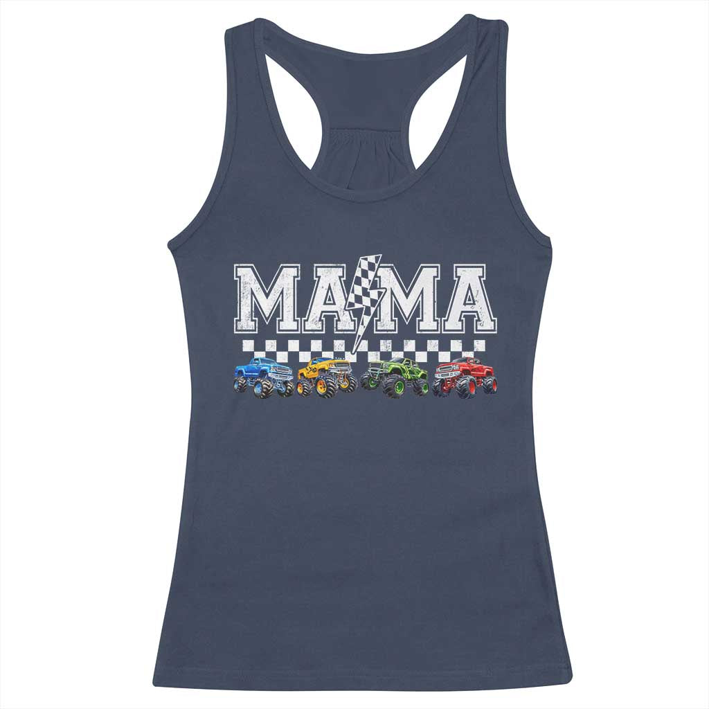Monster Truck Mama Racerback Tank Top Funny Truck Mom Checkered Mother's Day