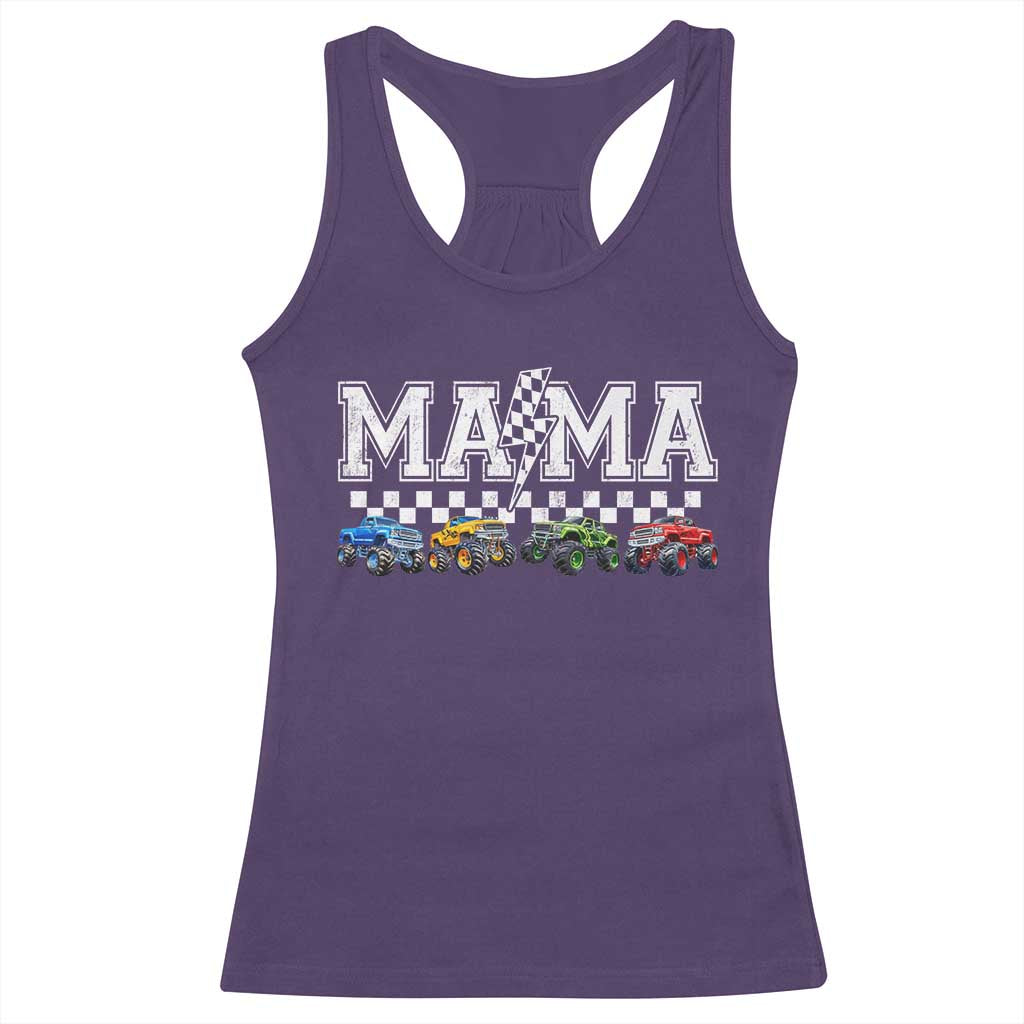 Monster Truck Mama Racerback Tank Top Funny Truck Mom Checkered Mother's Day