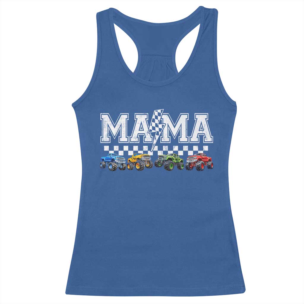 Monster Truck Mama Racerback Tank Top Funny Truck Mom Checkered Mother's Day