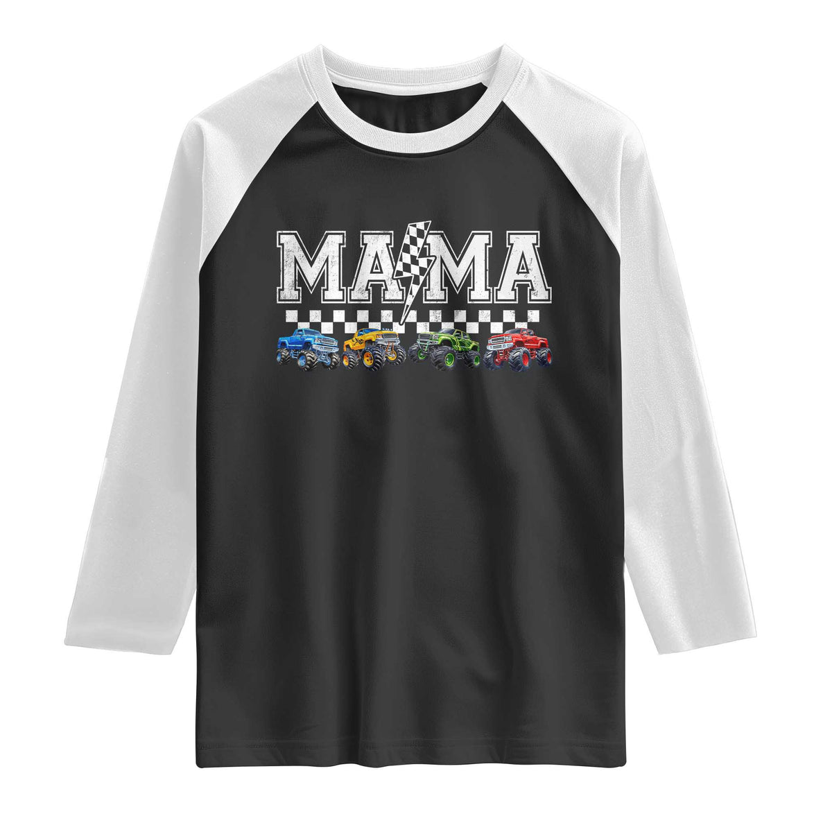 Monster Truck Mama Raglan Shirt Funny Truck Mom Checkered Mother's Day