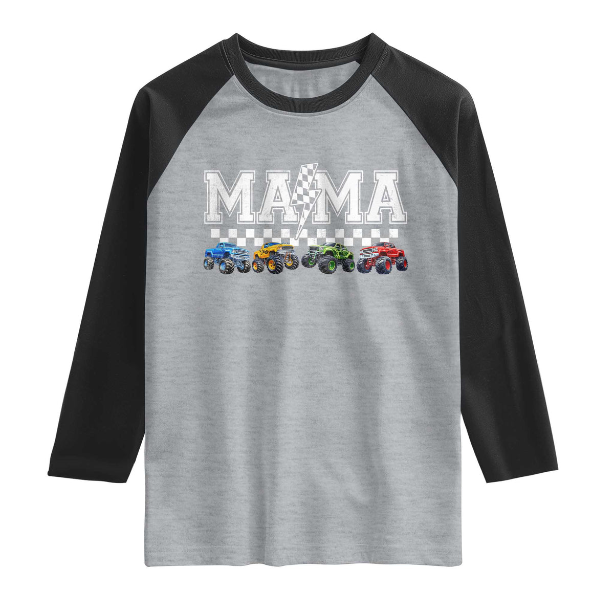 Monster Truck Mama Raglan Shirt Funny Truck Mom Checkered Mother's Day