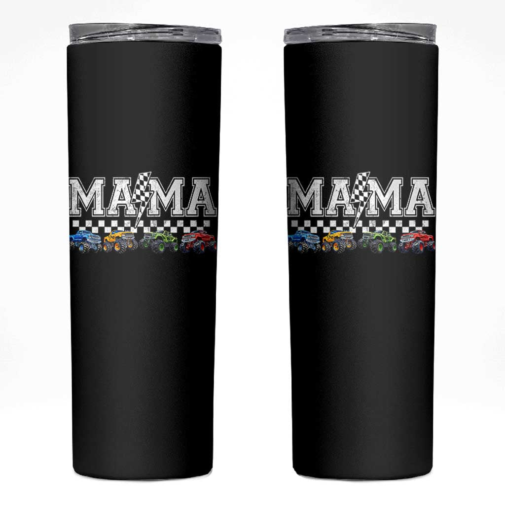 Monster Truck Mama Skinny Tumbler Funny Truck Mom Checkered Mother's Day
