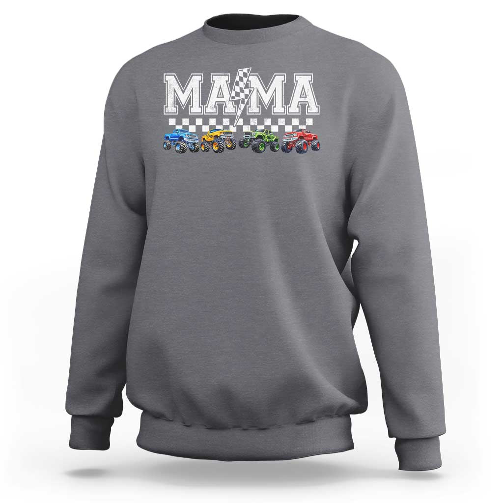 Monster Truck Mama Sweatshirt Funny Truck Mom Checkered Mother's Day