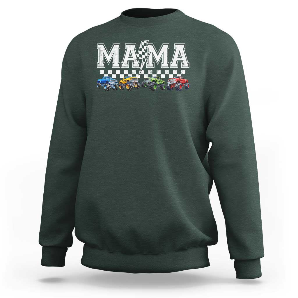 Monster Truck Mama Sweatshirt Funny Truck Mom Checkered Mother's Day