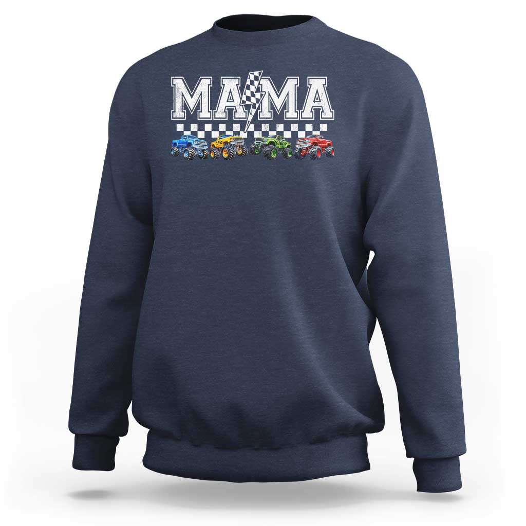 Monster Truck Mama Sweatshirt Funny Truck Mom Checkered Mother's Day