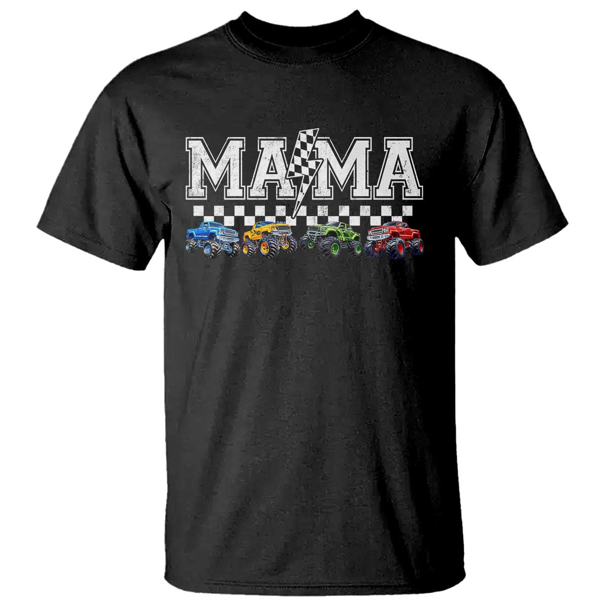 Monster Truck Mama T Shirt Funny Truck Mom Checkered Mother's Day