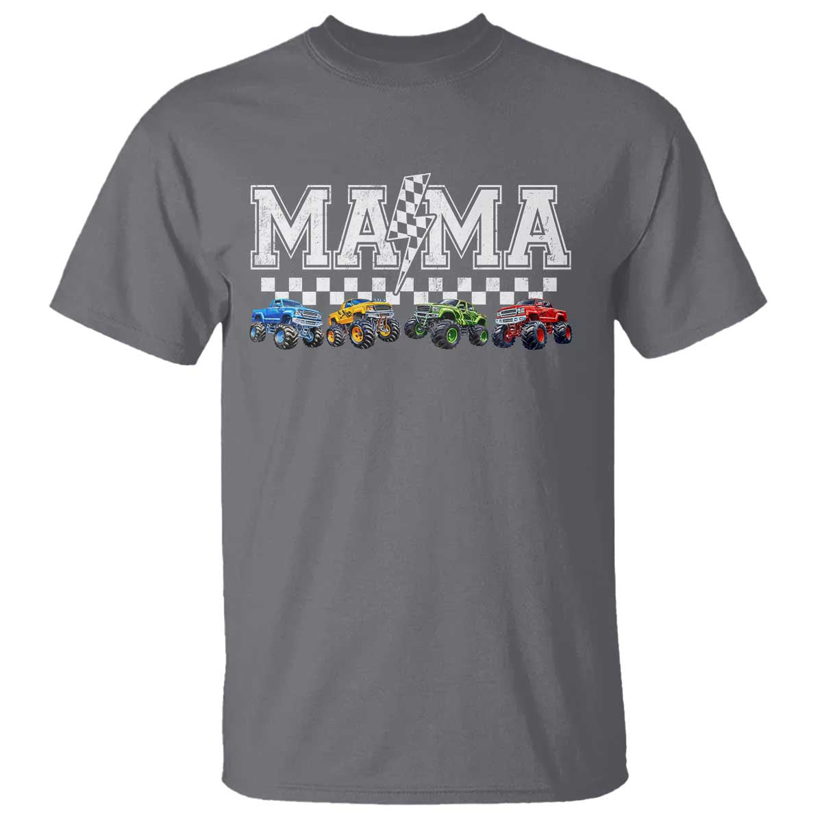 Monster Truck Mama T Shirt Funny Truck Mom Checkered Mother's Day