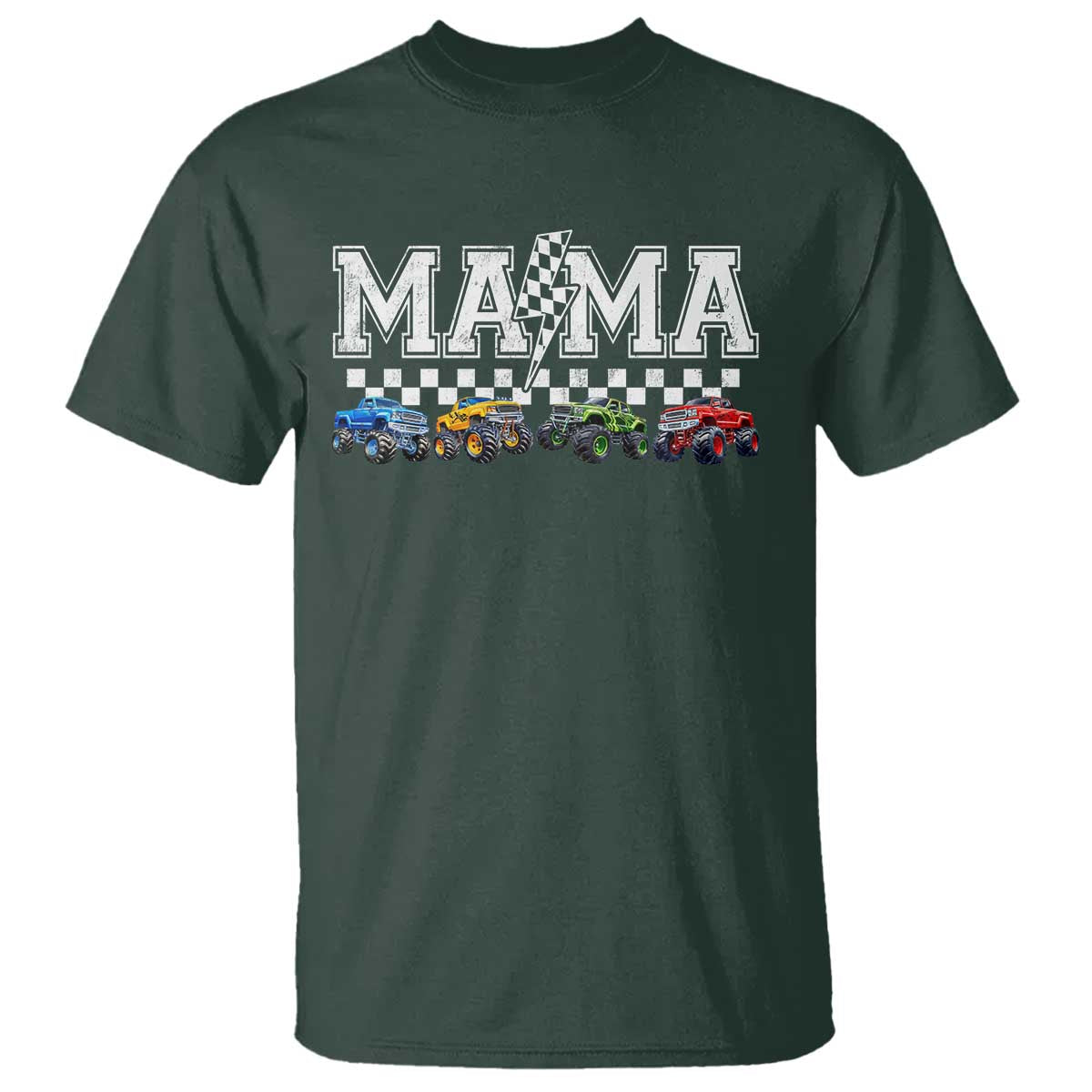 Monster Truck Mama T Shirt Funny Truck Mom Checkered Mother's Day