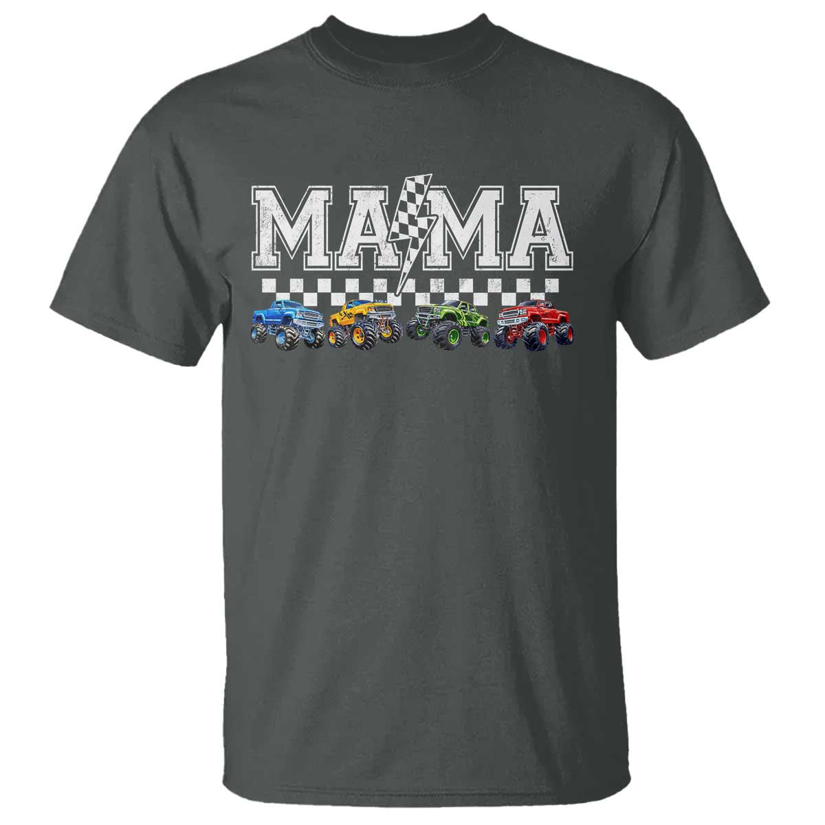 Monster Truck Mama T Shirt Funny Truck Mom Checkered Mother's Day