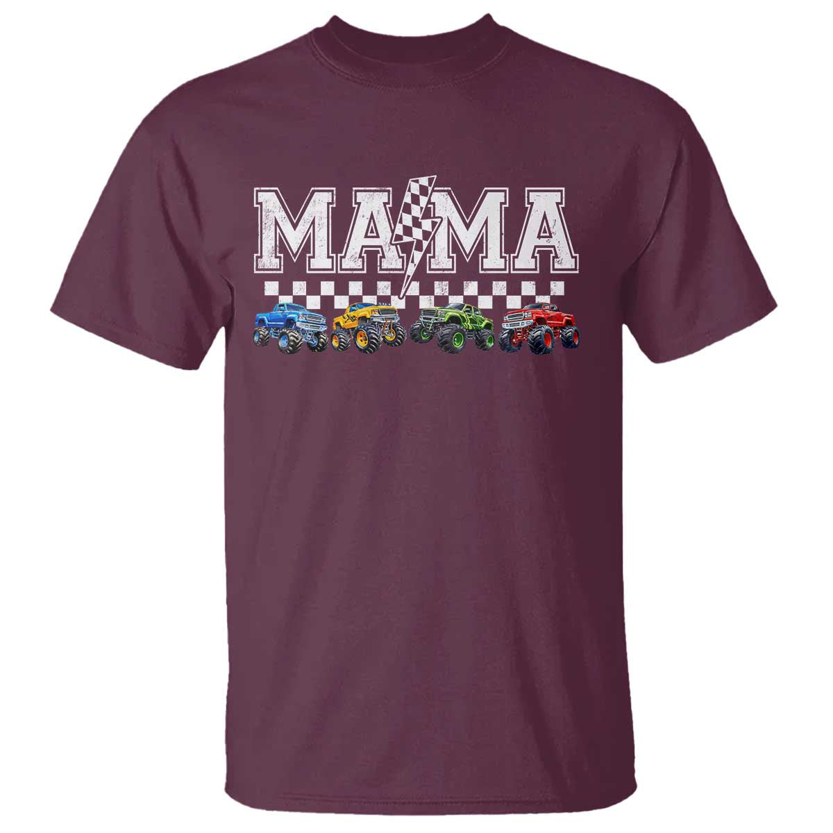 Monster Truck Mama T Shirt Funny Truck Mom Checkered Mother's Day