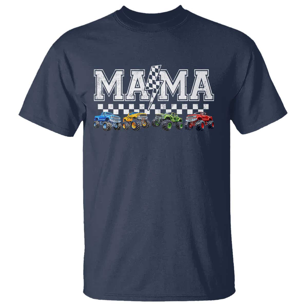 Monster Truck Mama T Shirt Funny Truck Mom Checkered Mother's Day