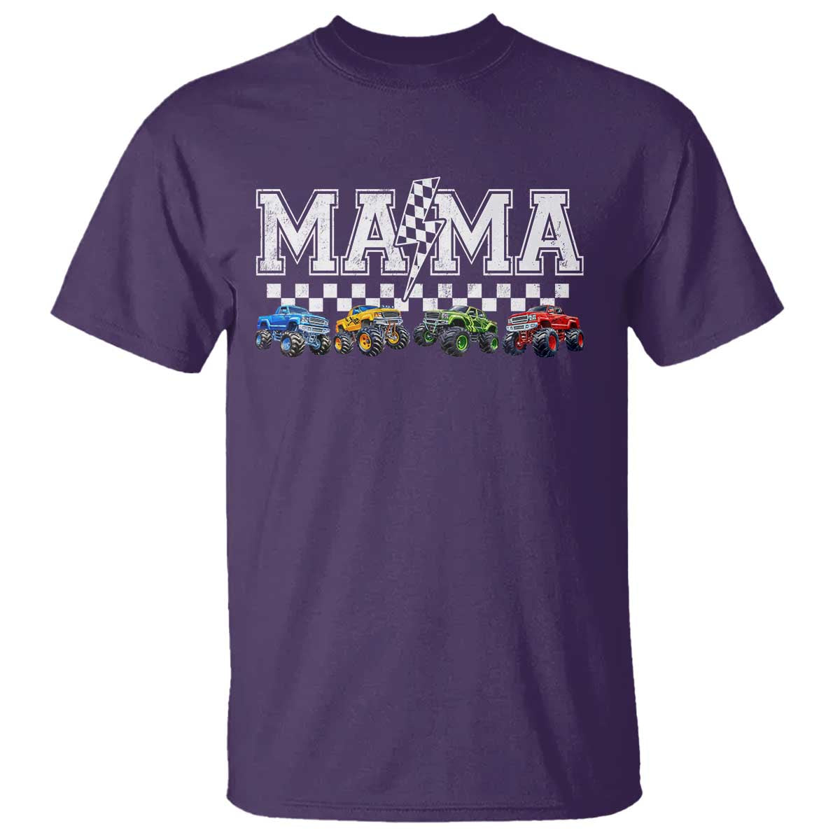 Monster Truck Mama T Shirt Funny Truck Mom Checkered Mother's Day