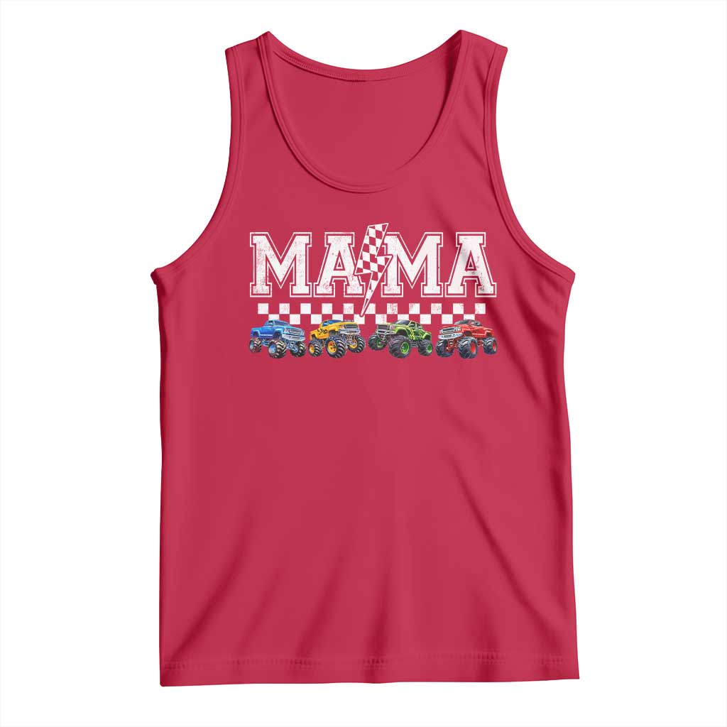 Monster Truck Mama Tank Top Funny Truck Mom Checkered Mother's Day
