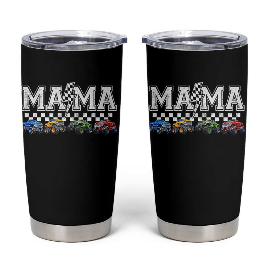 Monster Truck Mama Tumbler Cup Funny Truck Mom Checkered Mother's Day
