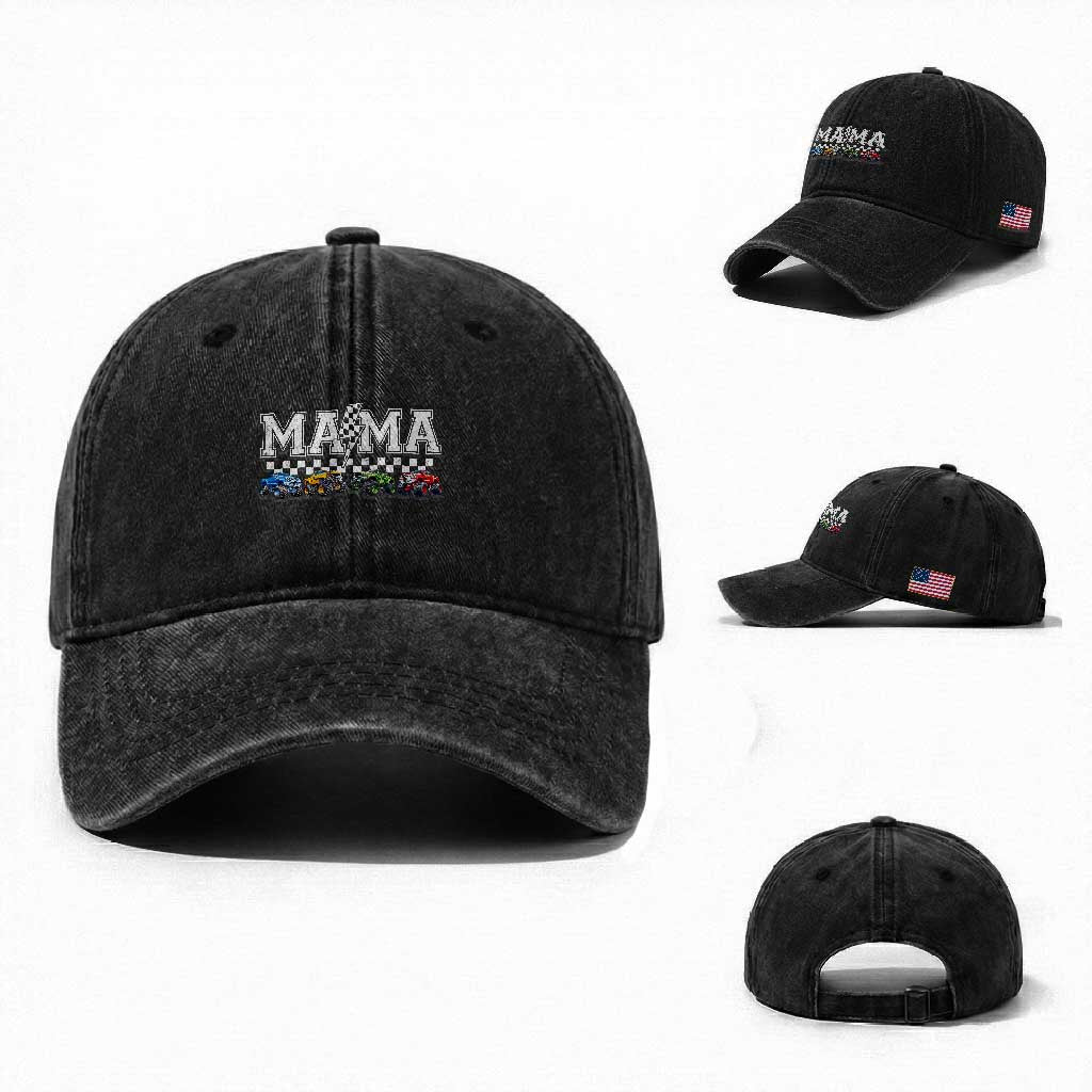 Monster Truck Mama Washed Cotton Baseball Cap Funny Truck Mom Checkered Mother's Day