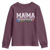 Monster Truck Mama Youth Sweatshirt Funny Truck Mom Checkered Mother's Day
